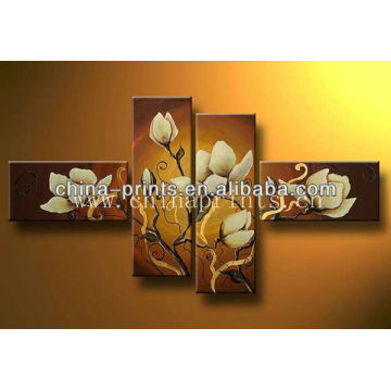 Decorative Artist manually Oil Painting Flowers, 4 panels